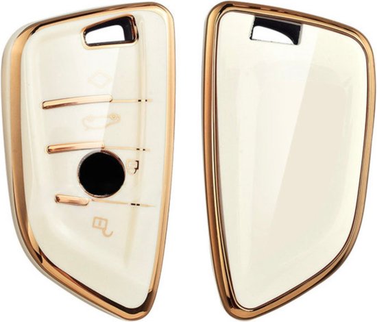 Zachte TPU Sleutelcover - Wit Goud Metallic - Sleutelhoesje Geschikt voor BMW 1 serie / 3 serie / 5 Serie / 7 Serie / X1 / X3 / X4 / X5 / F16 / G20 / G30 / F11 / M - Flexibele Sleutel Cover - Sleutel Hoesje - Auto Accessoires