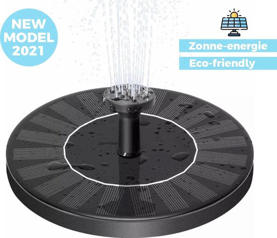 Solar Fontein op zonne-energie - Waterornament - GRATIS Sproeikoppen - Vijver - Vogelbad
