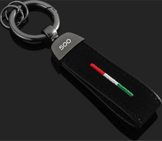 Alcantara Strap Sleutelhanger - Past bij Alle Automerken / Universeel - Italiaanse Vlag in Zwart - Auto Sleutelhanger - Keychain Sleutel Hanger Cadeau - Auto Accessoires