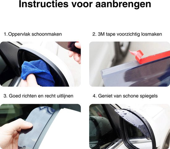 Set van 2 Regen Afdekkapjes - Zijspiegels - Doorzichtig - Geschikt voor alle automerken/ universeel - Spiegelkappen Regen Werend - Spiegel Spoilers - Auto Accessoires