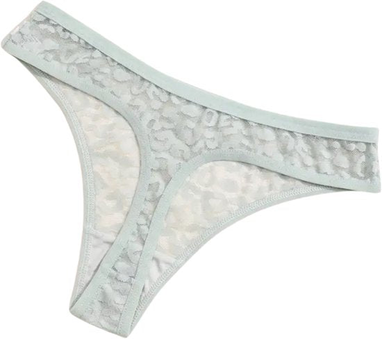 8 Pack - Sexy Dames String - Groen, Paars, Wit, Donker Roze, Taupe, Licht Roze, Donker Blauw en Licht Blauw - Onderbroek met Panter Print Design - Dames Lingerie / Ondergoed Set - Maat XL