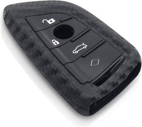 Zachte Carbon Sleutelcover met Knoppen - Sleutelhoesje Geschikt voor BMW 1 serie / 3 serie / 5 Serie / 7 Serie / X1 / X3 / X4 / X5 / F16 / G20 / G30 / F11 / M - Siliconen Materiaal - Sleutel Hoesje Cover - Auto Accessoires