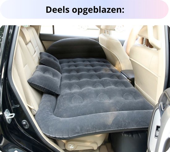 Opblaasbaar Auto Matras - Auto Luchtbed Grijs - Achterbank en Achterbak - Tweepersoons 3-in-1 Universeel Automatras - Inclusief Elektrische Pomp en Accessoires - Kampeer Luchtbed voor Reizen
