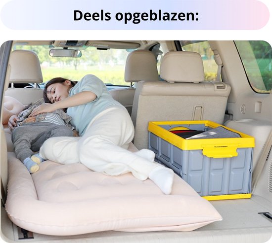 Opblaasbaar Auto Matras - Auto Luchtbed Zwart - Achterbank en Achterbak - Tweepersoons 3-in-1 Universeel Automatras - Inclusief Elektrische Pomp en Accessoires - Kampeer Luchtbed voor Reizen