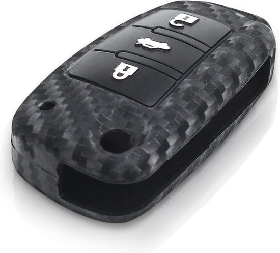 Zachte Carbon Sleutelcover met Knoppen - Sleutelhoesje Geschikt voor Audi A1 / A3 / A5 / A6 / Q3 / Q5 / S3 / S5 / RS - Siliconen Materiaal - Sleutel Hoesje Cover - Auto Accessoires