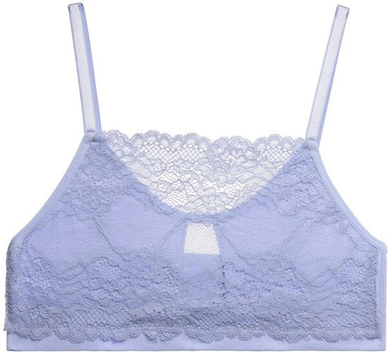 Sexy Bralette Blauw - Design met Kant - Dames Beha Topje - Croptop BH - Elegante Bralette Zonder Beugel - Maat M