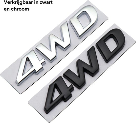 Auto Embleem 4WD Zwart - Zelfklevende Badge - 4WD Embleem - universeel/alle automerken - 4 Wheel Drive - Auto Accessoires