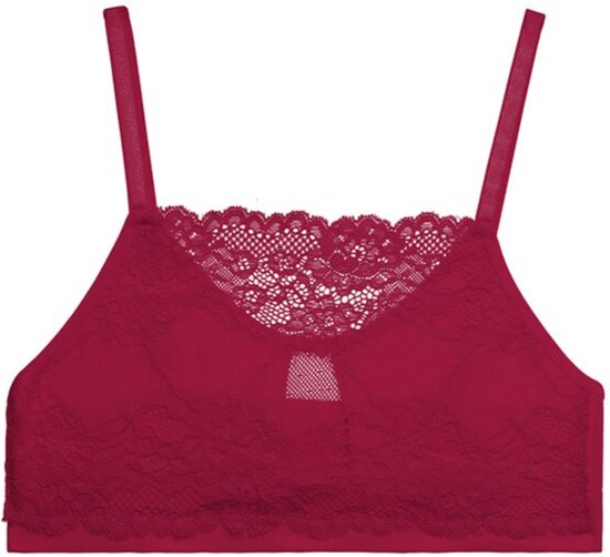 Sexy Bralette Rood - Design met Kant - Dames Beha Topje - Croptop BH - Elegante Bralette Zonder Beugel - Maat L
