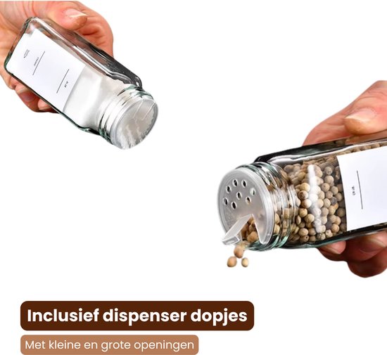 Luxe Set van 36 Glazen Kruidenpotjes - 120 ml - Met Houten Draaideksel, Stickers en Accessoires - Kruidenpotten voor Kruidenrek of Specerijen Organizer