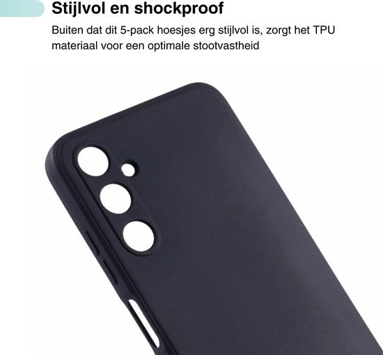 5 PACK - Hoesje Geschikt voor Samsung Galaxy S23 FE - 5x Siliconen Shock Proof Case - Zwart + 4 Kleuren - Stevige TPU Cover - Multipack Gemixte Kleuren