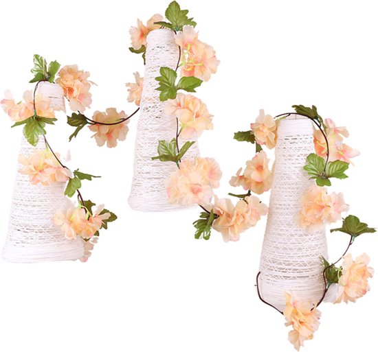 Bloemenslinger Fiets Perzikkleur - Stijlvolle Bloemenstreng voor Fietsmand of Stuur - 220 CM Bloemen - Plastic Kunstbloemen Fiets Slinger