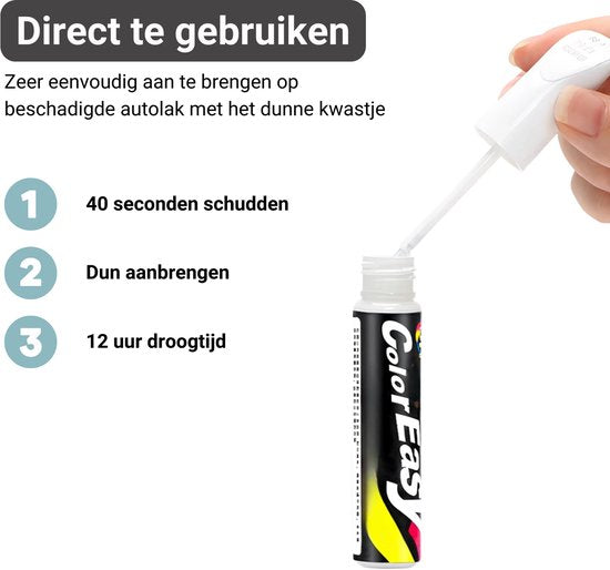 Autolak Lakstift Wit – Reparatie Lak met Kwastje – Geschikt voor Toyota Aygo, Citroën C1 & Peugeot 107 – Steenslag & Krasherstel – Kras stift - Autolak - Krassen Verwijderaar 12ml