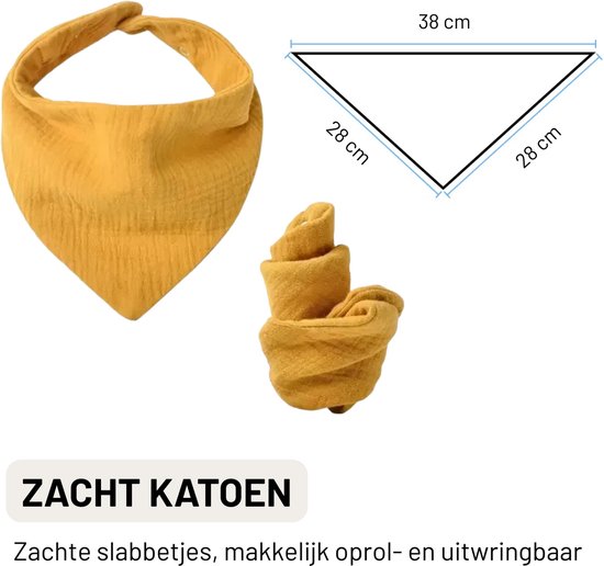 Set van 7 Schattige Bandana Slabbetjes – Zacht Katoen – Verstelbaar met Drukknopen – Unisex Baby Slabben voor Jongens & Meisjes – Neutrale Nude Kleuren