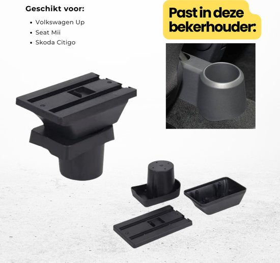 Multifunctionele Armsteun - Geschikt voor Volkswagen Up, Skoda Citigo en Seat Mii - 7 USB Aansluitingen - Opbergvakken - Bekerhouder