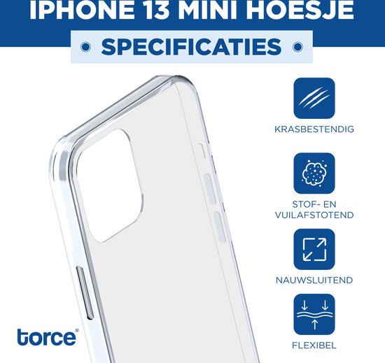 TORCE® iPhone 13 Mini Hoesje - Case Transparant + Gratis Glass Screenprotector