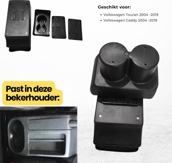 Multifunctionele Armsteun - Geschikt voor Volkswagen Caddy en Touran (2004-2019) - 7 USB Aansluitingen - Opbergvakken - Bekerhouder