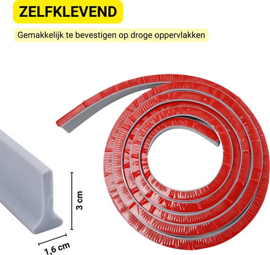 Badkamer Waterbarrière Strip - Douchedrempel 200 cm - Zelfklevende Siliconen Waterstopper - Waterstopper Tegen Waterlekkage - Waterkering voor Douche, Bad en Keuken - Wit