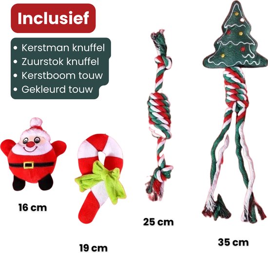 Kerst Gift Box voor Honden - Hondenspeeltjes Set - Complete Huisdier Cadeauset - Met Trekspeeltjes, Knuffels en Kauwspeeltjes - Puppy Speeltjes