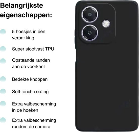5 Pack - Hoesje Geschikt voor OPPO A40 / A60 - 5x Siliconen Shock Proof Case - Stevige TPU Cover - Multipack met Groen, Zwart, Blauw, Roze en Paars