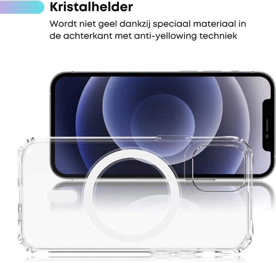 Transparant Magneet Hoesje - Geschikt voor iPhone 12 / 12 Pro - Stevig Doorzichtig Shockproof - Magnetisch TPU Hoesje - Anti Yellowing Achterkant (Magneet Compatible)