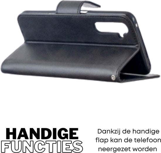 Hoesje Zwart - Geschikt voor OPPO A57 / A57s - Portemonnee Book Case - Boekje Met Kaarthouder / Pasjeshouder en Magneetsluiting - Booklet Beschermhoes - Boekhoesje