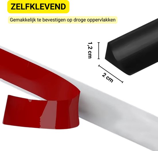 Badkamer Waterbarrière Strip - Douchedrempel 200 cm - Driehoek - Zelfklevende Siliconen Waterstopper - Waterstopper Tegen Waterlekkage - Waterkering voor Douche, Bad en Keuken - Zwart