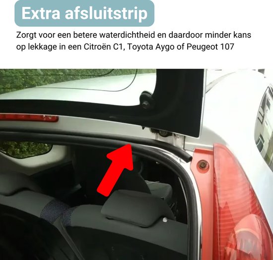 Anti Waterlekkage Strip Kofferbak - Rubber Afsluitstrip Geschikt voor Toyota Aygo / Citroën C1 / Peugeot 107 - Reparatie Lekkage - Vochtprobleem Citroën en Peugeot - Vochtprobleem Oplossen - Rubber Strip Zelfklevend