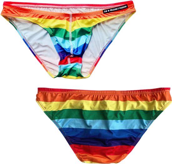 Sexy Heren Regenboog Zwembroek - Regenboog Kleuren LHBTQIA + - Mannen Zwembroek - Thong Swimwear - Ondergoed - Maat XXL