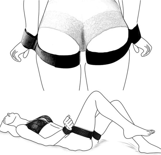 BDSM Bondage Been- en Handboeien - Zwart Harnas - Sexy Lingerie - Stevige Sex Toy - Handboeien - Verstelbaar - Dames / Heren Lingerie - One Size