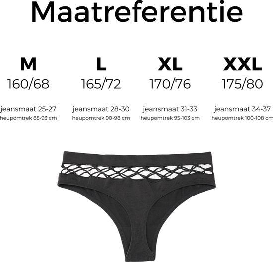 High Waist Dames String - Zwart - Sexy Open Fishnet Design - Vrouwen Lingerie / Ondergoed - Maat M