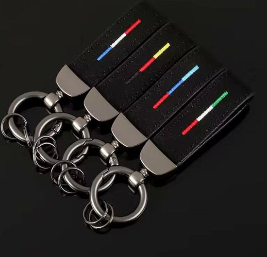 Alcantara Auto Sleutelhanger - Franse / Nederlandse Vlag - Vlag Frankrijk / Nederland - Dutch Flag Keychain - Zwarte Suede Strap - Hanger in Mat Antraciet - Keychain Sleutel Hanger Cadeau - Auto Accessoires