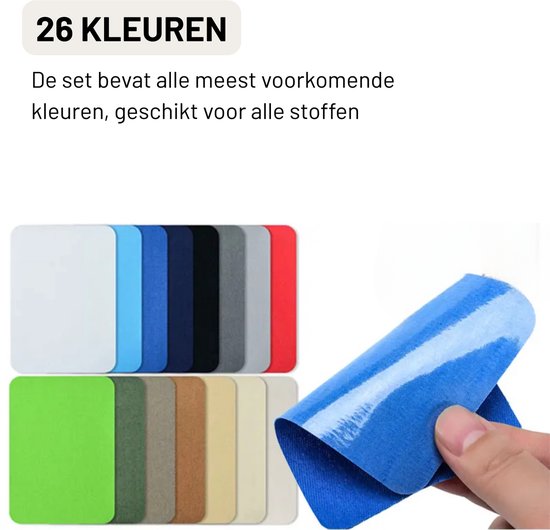 Kleding Reparatie Patches - Set van 26 Kleuren - Opstrijkbare Lapjes - Zelfklevende Reparatie - DIY