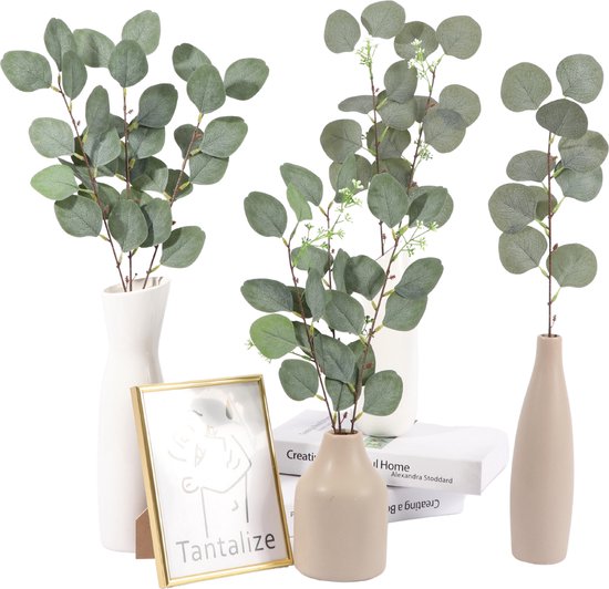 Eucalyptus Takken - 10 Stuks - Realistische Eucalyptus Decoratie - Kunstplant - Huisdecoratie en Bruiloft - Groene Takken 45 cm