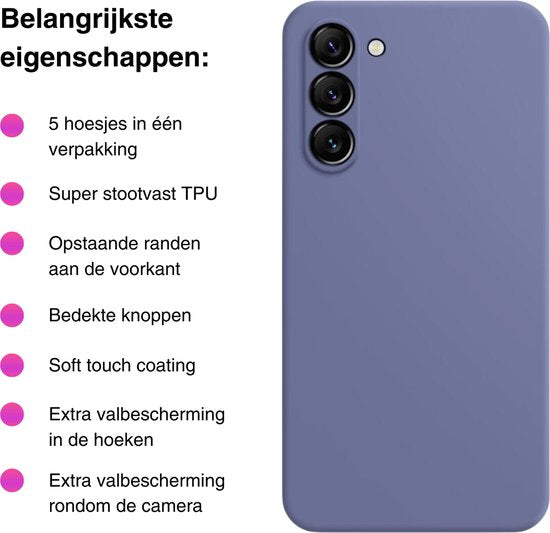 5 PACK - Hoesje Geschikt voor Samsung Galaxy A34 - 5x Siliconen Shock Proof Case - Stevige TPU Cover - Multipack met Blauw, Groen, Zwart, Lila Paars en Roze Hoesje