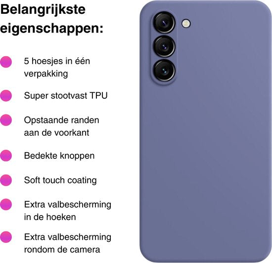 5 Pack - Hoesje Geschikt voor Samsung Galaxy S23+ / S23 Plus - 5x Siliconen Shock Proof Case - Zwart + 4 Kleuren - Stevige TPU Cover - Multipack Gemixte Kleuren