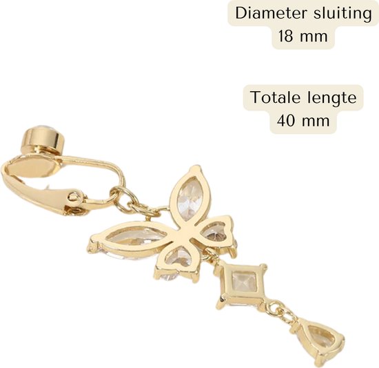 Fake Navelpiercing Goudkleurig Vlinder - Nep Navelpiercing Goud - Piercing Voor Navel zonder Gaatje - 40 mm