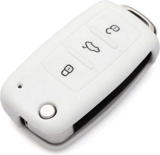 Siliconen Sleutelcover - Wit - Sleutelhoesje Geschikt voor Volkswagen Golf / Polo / Tiguan / Up / Passat / Seat Leon / Skoda Citigo - Sleutel Hoesje Cover - Auto Accessoires Beschermhoesje