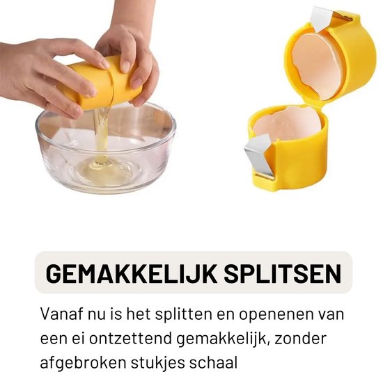 Set van 2 - 2x Handige Ei Opener - Kunststof - Eierschaal Snijder - Eiersplitser & Opener - Ei Peller - Keukengereedschap - Keukengadget Geel/Oranje