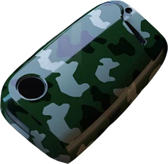 Sleutelcover - Army Look - Sleutelhoesje Geschikt voor Volkswagen Golf / Tiguan / Seat Leon / Ateca / Ibiza - Skoda Kodiaq / Octavia / Karoq - Hard Shell Key Cover - Auto Accessoires