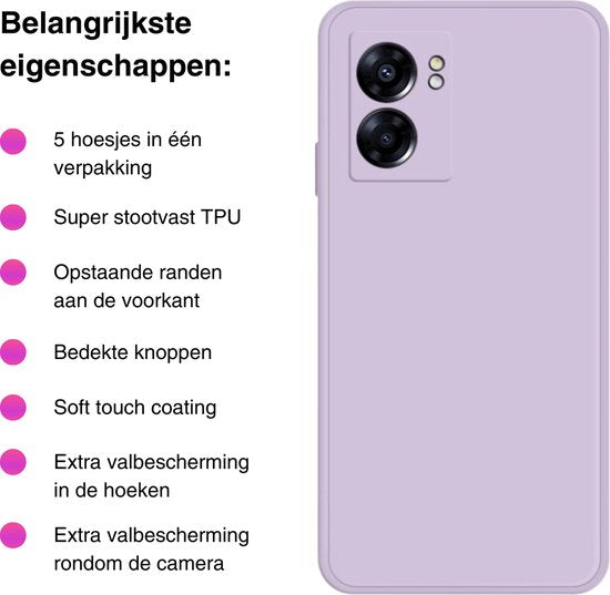 5 Pack - Hoesje Geschikt voor OPPO A17 - 5x Siliconen Shock Proof Case - Zwart + 4 Kleuren - Stevige TPU Cover - Multipack Gemixte Kleuren