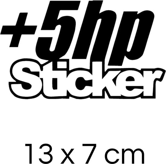 '+5 HP Sticker - Autosticker - Grappige Auto Sticker Zwart - Hoogwaardig Vinyl - Autostickers Wrap Folie - Geschikt voor Alle Automerken / Universeel