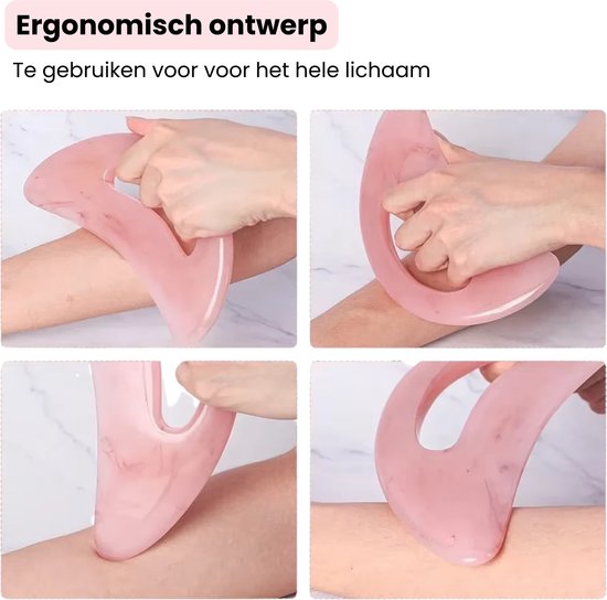 Set Van 2 - Grote Gua Sha Met Handvat - Gua Sha Voor Het Gezicht - Massage Gereedschap - Anti Cellulite - Spa Acupunctuur - Roze