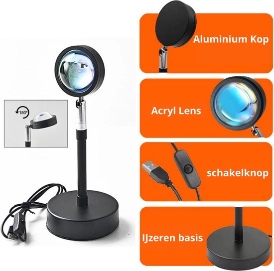 Sunset lamp - 16 kleuren - Projector lamp - Afstandsbediening - Sfeer verlichting - Summervibes - licht projector