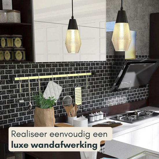 Solusia Zelfklevende Plaktegels - Zwart Marmer – 10 Luxe Plaktegels voor Wand – Waterdichte Wandpanelen voor Keuken, Badkamer en Toilet – 30 x 21 cm – Makkelijk aan te brengen - Tegeltjes Tegelstickers Mozaïek