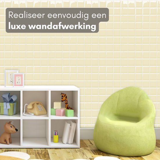 Solusia Zelfklevende Plaktegels - Geel – 10 Luxe Plaktegels voor Wand – Waterdichte Wandpanelen voor Keuken, Badkamer en Toilet – 25,4 x 25,4 cm – Makkelijk aan te brengen - Tegeltjes Tegelstickers Mozaïek