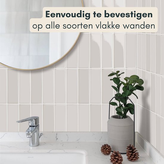 Solusia Zelfklevende Plaktegels - Beige – 10 Luxe Plaktegels voor Wand – Waterdichte Wandpanelen voor Keuken, Badkamer en Toilet – 25,4 x 25,4 cm – Makkelijk aan te brengen - Tegeltjes Tegelstickers
