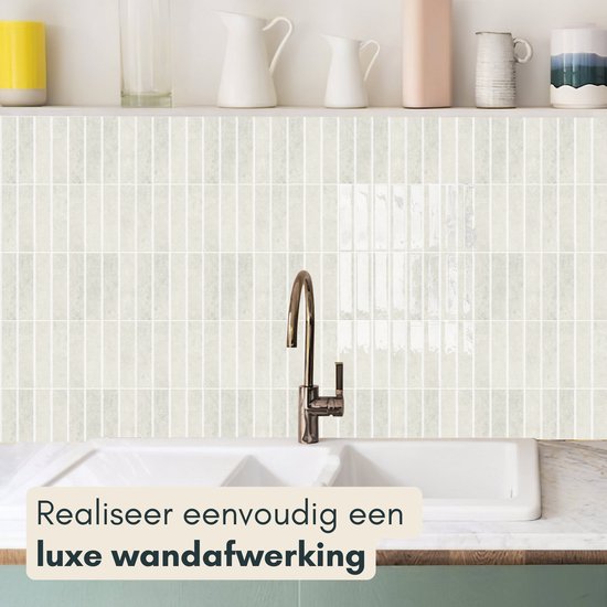 Solusia Zelfklevende Plaktegels - Beige – 10 Hoogwaardige Plaktegels voor Wand – Waterdichte Wandpanelen voor Keuken, Badkamer en Toilet – 30 x 30 cm – Makkelijk aan te brengen - Tegeltjes Tegelstickers