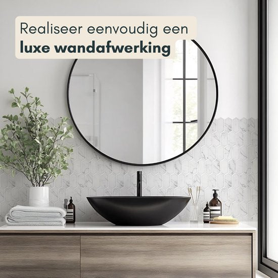 Solusia Zelfklevende Plaktegels Wit Marmer – 10 Luxe Plaktegels voor Wand – Waterdichte Wandpanelen voor Keuken, Badkamer en Toilet – 30 x 30 cm – Makkelijk aan te brengen - Tegeltjes Tegelstickers - Hexagon Honeycomb