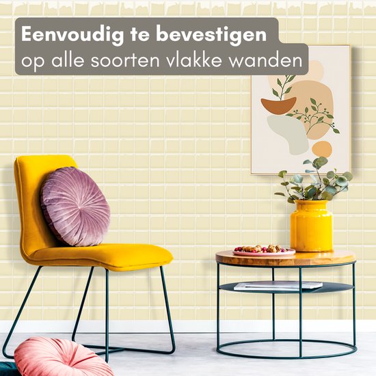 Solusia Zelfklevende Plaktegels - Geel – 10 Luxe Plaktegels voor Wand – Waterdichte Wandpanelen voor Keuken, Badkamer en Toilet – 25,4 x 25,4 cm – Makkelijk aan te brengen - Tegeltjes Tegelstickers Mozaïek