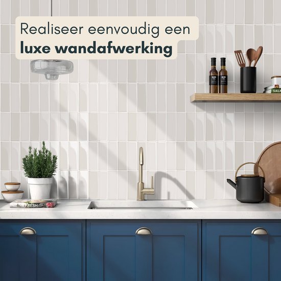 Solusia Zelfklevende Plaktegels - Beige – 10 Luxe Plaktegels voor Wand – Waterdichte Wandpanelen voor Keuken, Badkamer en Toilet – 25,4 x 25,4 cm – Makkelijk aan te brengen - Tegeltjes Tegelstickers